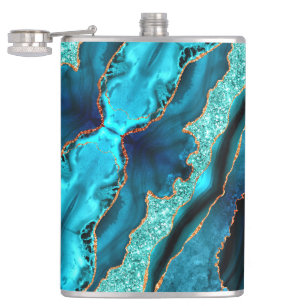 Cantil Azul Teal Marble Marble Aqua Turquoise Flask