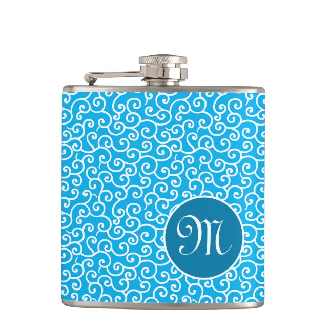 Cantil Azul Vinha Espiral Botânica Karakusa Padrão (Frente)