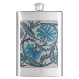 Cantil Azul Vintage Arte Floral Antiga Decoração de Azule