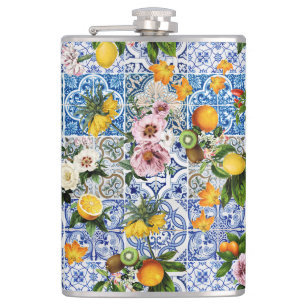 Cantil azulejos de estilo siciliano com flores e limão