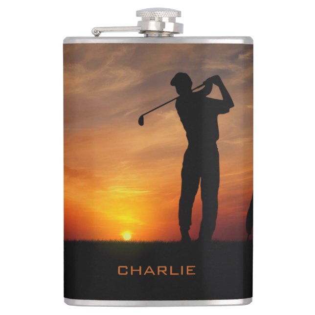 Cantil Balão de nome personalizado Golfer Sunset (Frente)