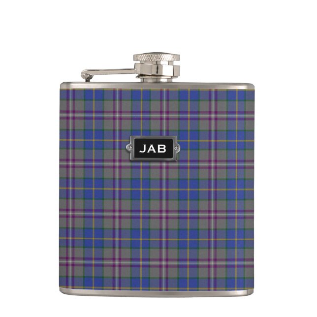 Cantil Balão de Xadrez Clan Baird Tartan Monogramado (Frente)