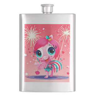 Cantil Bandeira Americana com Flamingo Cartoon-69217