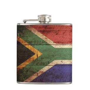 Cantil Bandeira da África do Sul em velha textura de made