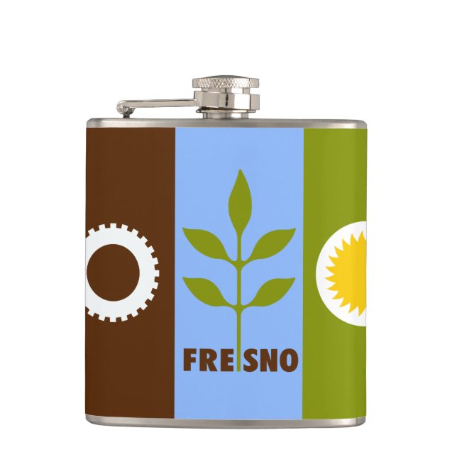 Cantil Bandeira da cidade de Fresno, Califórnia Hip Flask (Frente)