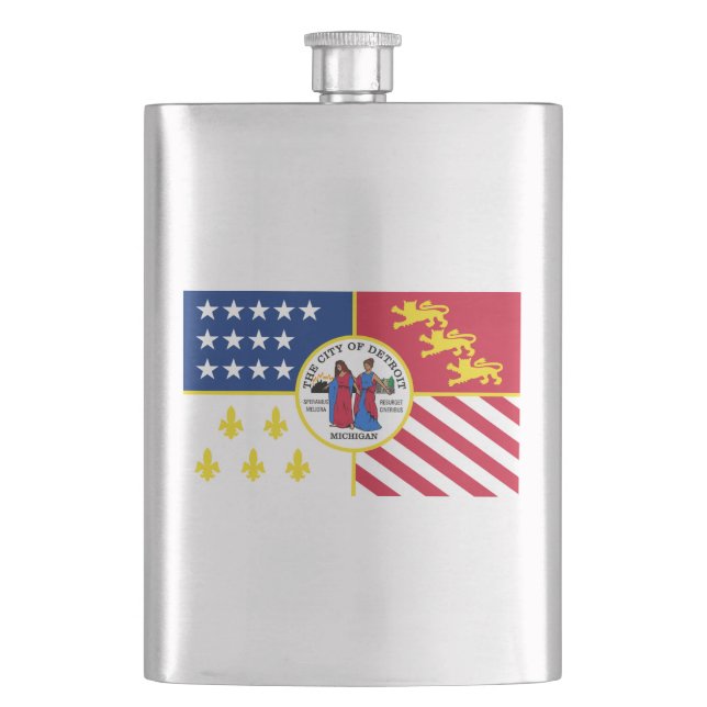 Cantil Bandeira de Detroit, Michigan Hip Flask (Frente)