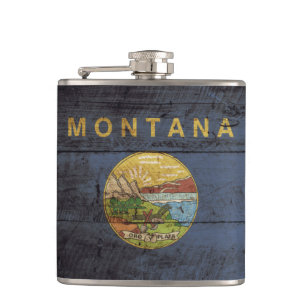 Cantil Bandeira do Estado de Montana em Velha Madeira