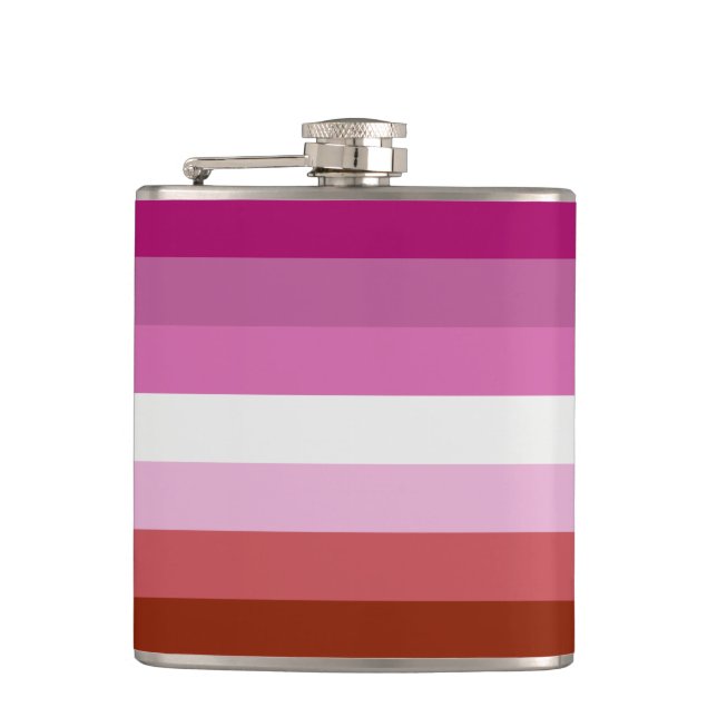 Cantil Bandeira do Orgulho Lésbico com Lábios Flask (Frente)