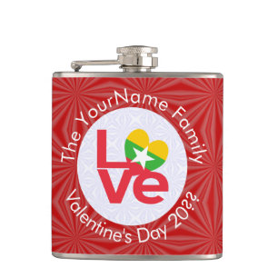 Cantil Bandeira Personalizada de Amor Vermelho da Birmâni