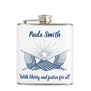 Cantil Bandeiras Americanas de Vintagem Azul e Branca com