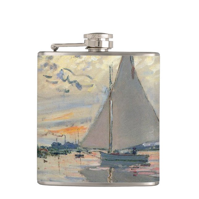 Cantil Barco à Vela de Monet Impressionismo Francês Arte  (Frente)