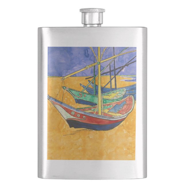 Cantil Barcos de Van Gogh Impressionismo Praia (Frente)