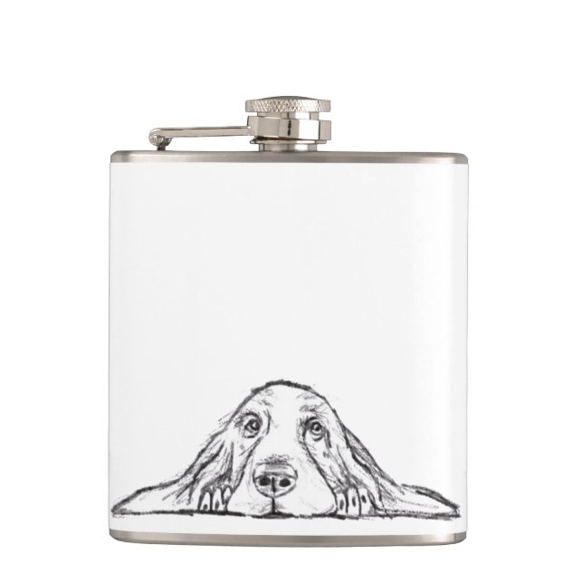Cantil basset hound preto branco simples olhos de cachorr (Frente)