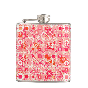 Cantil Batik Tribal - rosa coral, laranja coral e creme