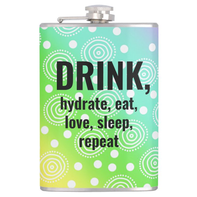 Cantil BEBER, Hidratar, Comer, Amar, Dormir, Repetir Fras (Frente)