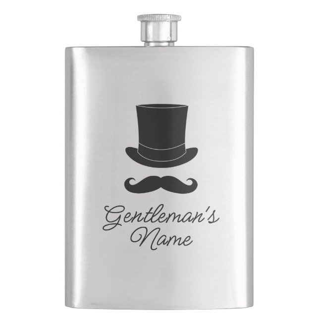 Cantil Bebida personalizada com chapéu e bigode elegantes (Frente)