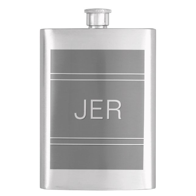 Cantil Bebida Personalizada com Inicial Monograma Cinza (Frente)