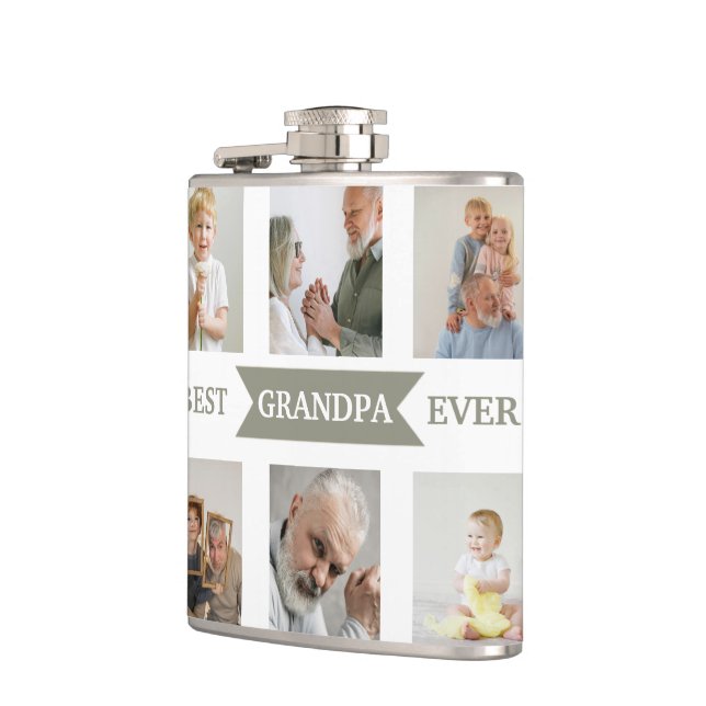 Cantil Best Grandpa Ever – Personalized Photos Flask (Esquerda)
