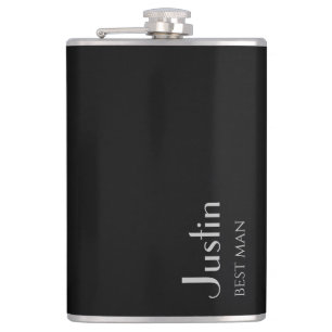Cantil Black and Silver Modern Best Man Gift Flask
