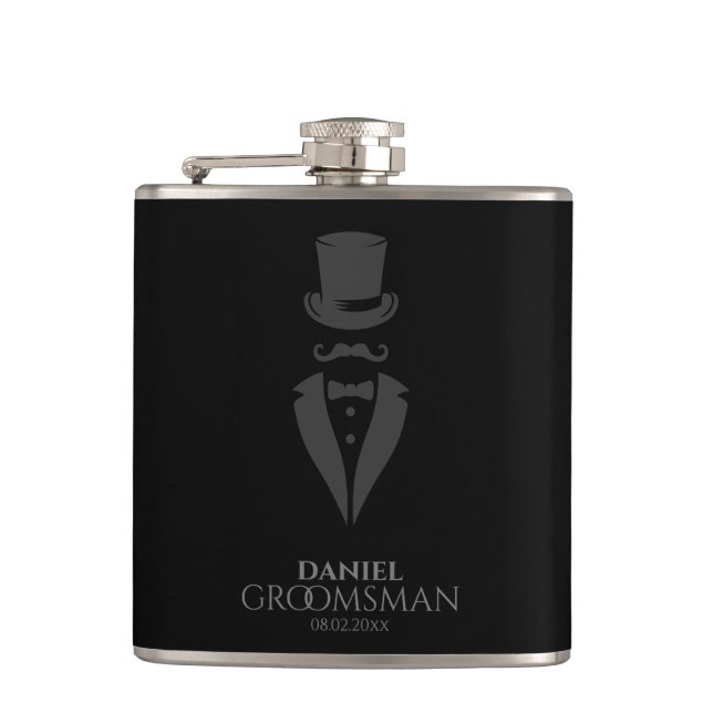 Cantil Black Top-hat & Tux Personalizado Frasco para os P (Frente)