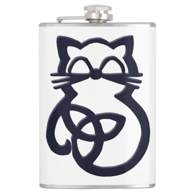 Cantil Black Trinity Knot Celtic Cat Flask (Frente)