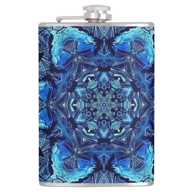 Cantil Blue Lotus Mirror Mandala Art - Flask (Frente)