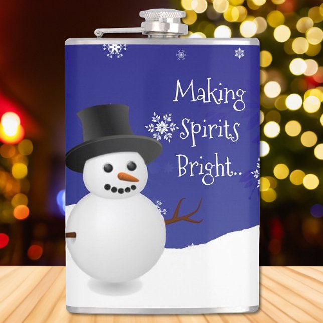 Cantil Blue Snowman Winter Scense Christmas Flask (Blue Snowman Winter Scene Christmas Flask)