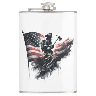 Cantil Bombeiro americano. Bandeira dos Estados Unidos.