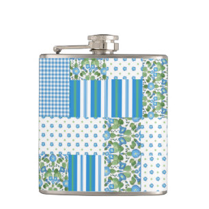 Cantil Bonito Blue Morning Glória Faux Patch Hip Flask