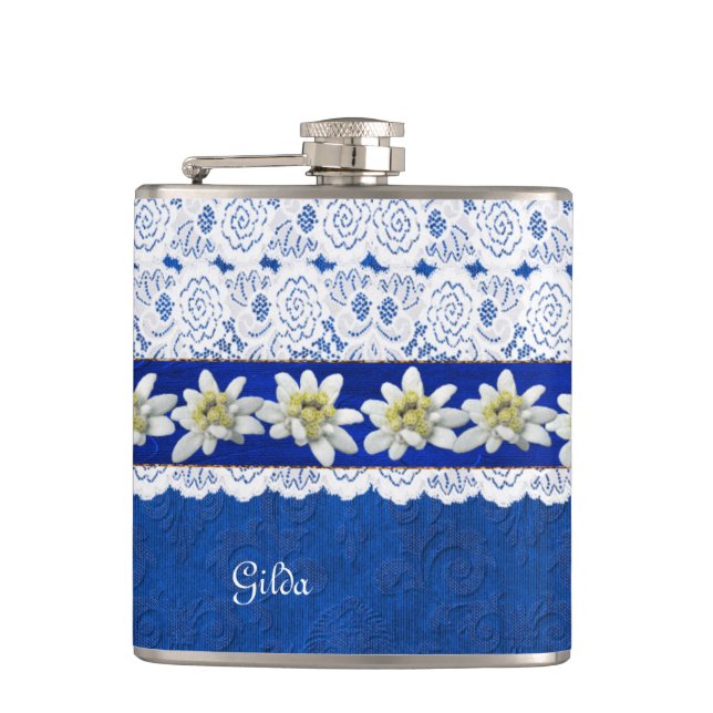 Cantil Bonito Edelweiss e Lace Custom Flask (Frente)