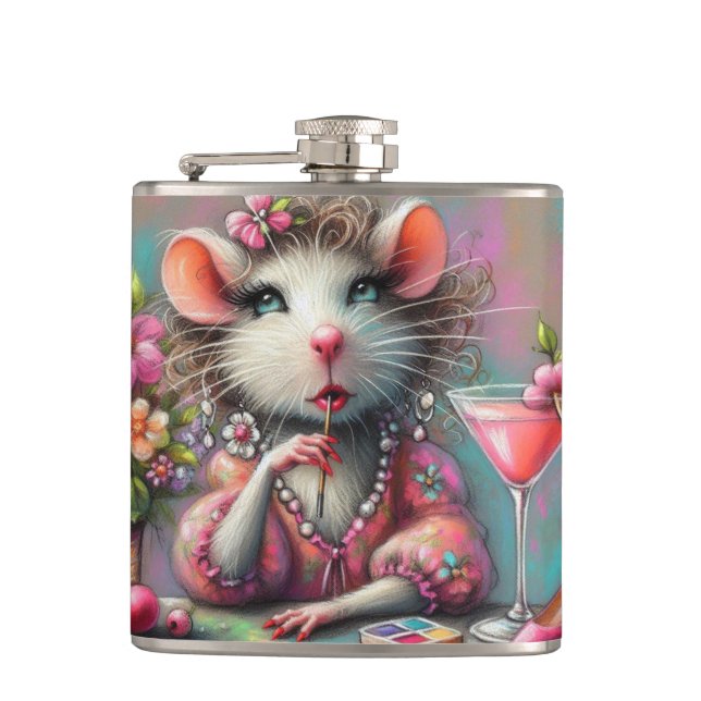 Cantil Bonito Rat Lady Tendo um Martini Contemplando (Frente)