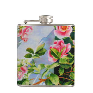 Cantil Bonito rosa, rosas vermelhas, flor aquarela