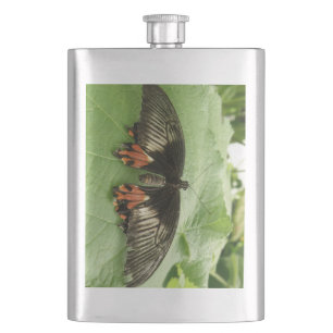 Cantil Bonito Vermelho Negro e Frasco de Borboleta Dourad