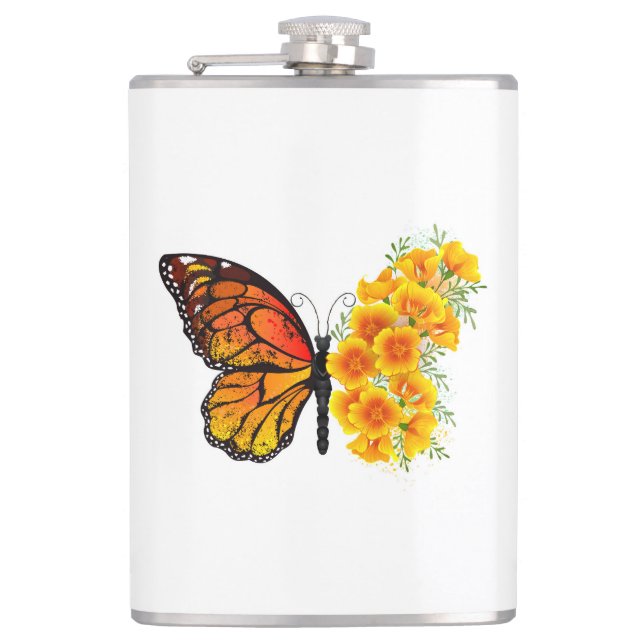 Cantil Borboleta Flor com Papagaio Amarelo da Califórnia (Frente)