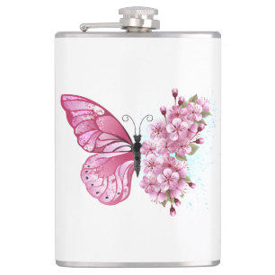 Cantil Borboleta Flor com Sakura Rosa