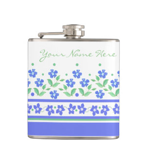 Cantil Borda Floral Verde Azul Periwinkle para Personaliz