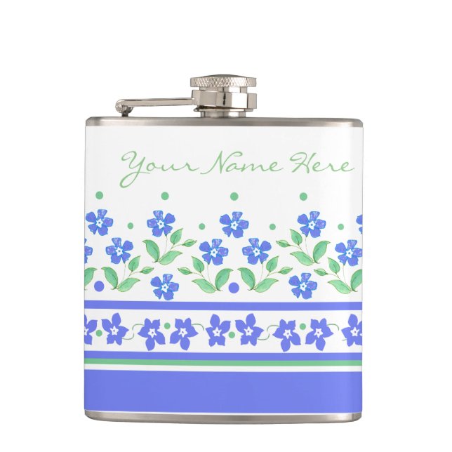 Cantil Borda Floral Verde Azul Periwinkle para Personaliz (Frente)