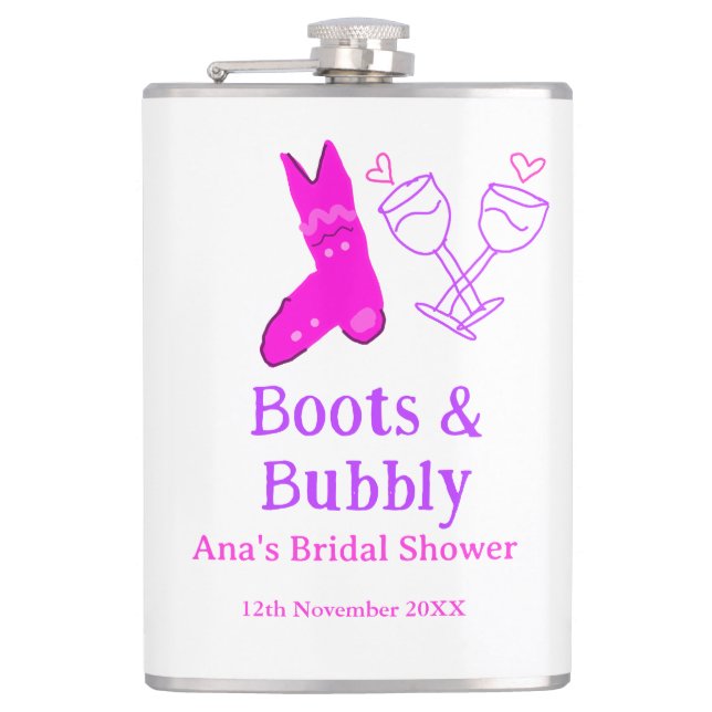 Cantil Botas & champanhe espumante rosa chá de noiva (Frente)