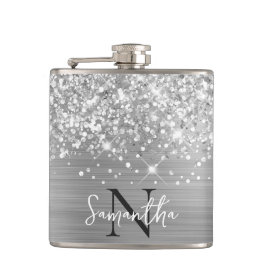 Cantil Brilhante Glamour Prateado Monogramado