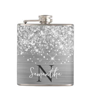 Cantil Brilhante Glamour Prateado Monogramado