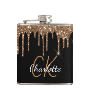 Cantil Brilho de ouro preto monograma brilho elegante