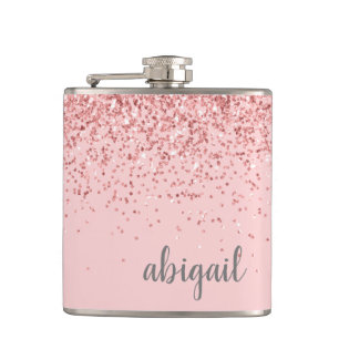 Cantil Brilho Feminino Personalizado Rosa Bege Monograma