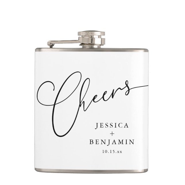 Cantil Brinde Black White Script Favor de Casamento Perso (Frente)