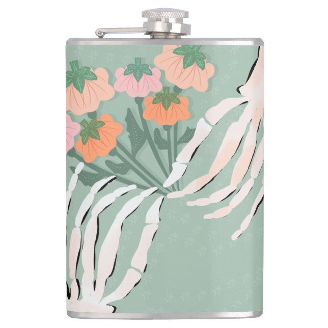 Cantil Buquê de Abóbora Esqueleto Halloween     (Frente)