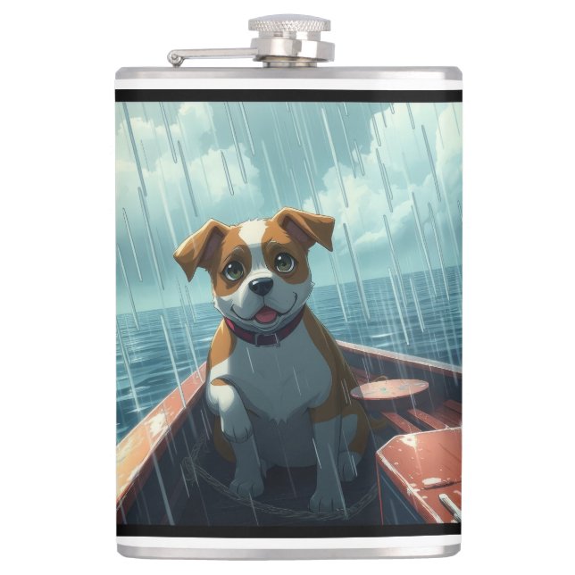 Cantil Cachorro em barco no oceano durante a chuva (Frente)