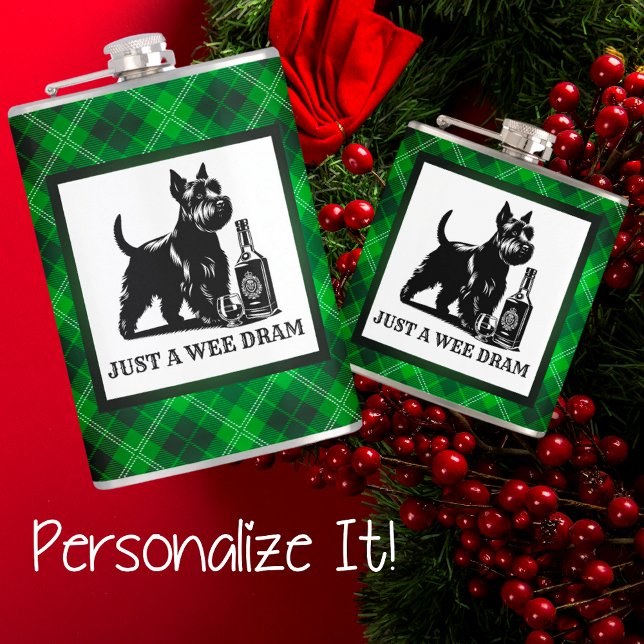 Cantil Cachorro Scotty Personalizado e Dram de Tartan Wee (Criador carregado)
