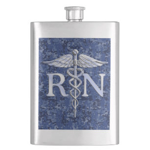 Cantil Caduceus do RN da enfermeira diplomada em azuis