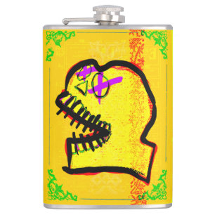 Cantil Calavera Crânio pGeek NFT Arte Amarelo Preto Roxo
