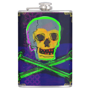 Cantil Calavera Skull Geek NFT Art Branco Azul Verde Dour