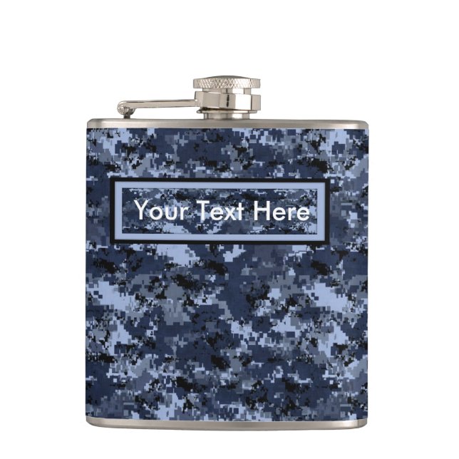 Cantil Camuflagem Azul Militar Americana 6 oz Flask (Frente)